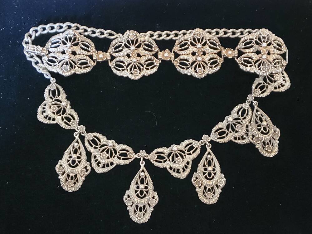 Rare Joseff of Hollywood Silver Plated Floral Necklace Bracelet Set
